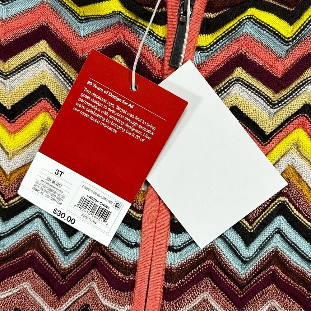 Missoni for Target Girls Zigzag Hooded Cardigan Multicolor NWT Size 3T